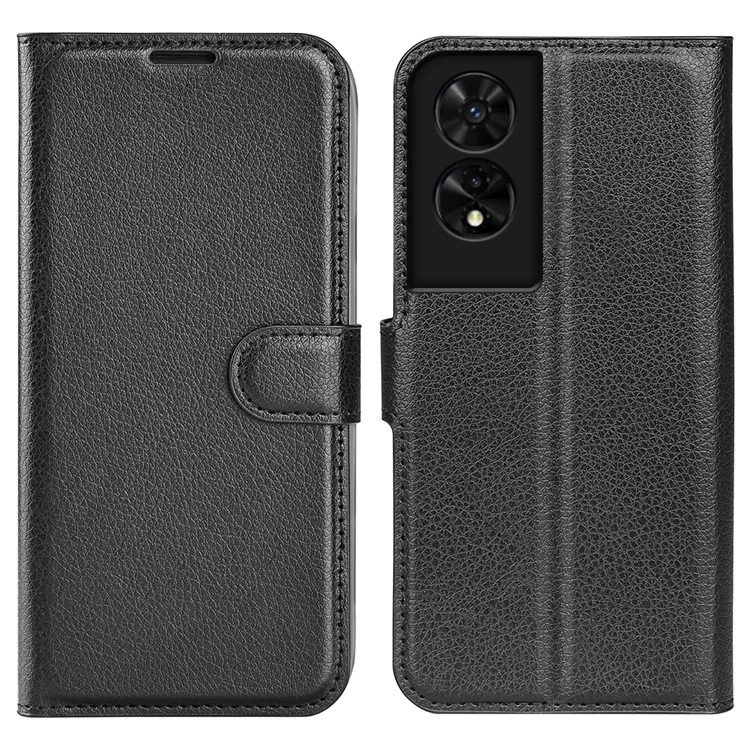 Per TCL 505 Case Litchi Texture Shockproof Leather Wallet Phone Cover - Nero