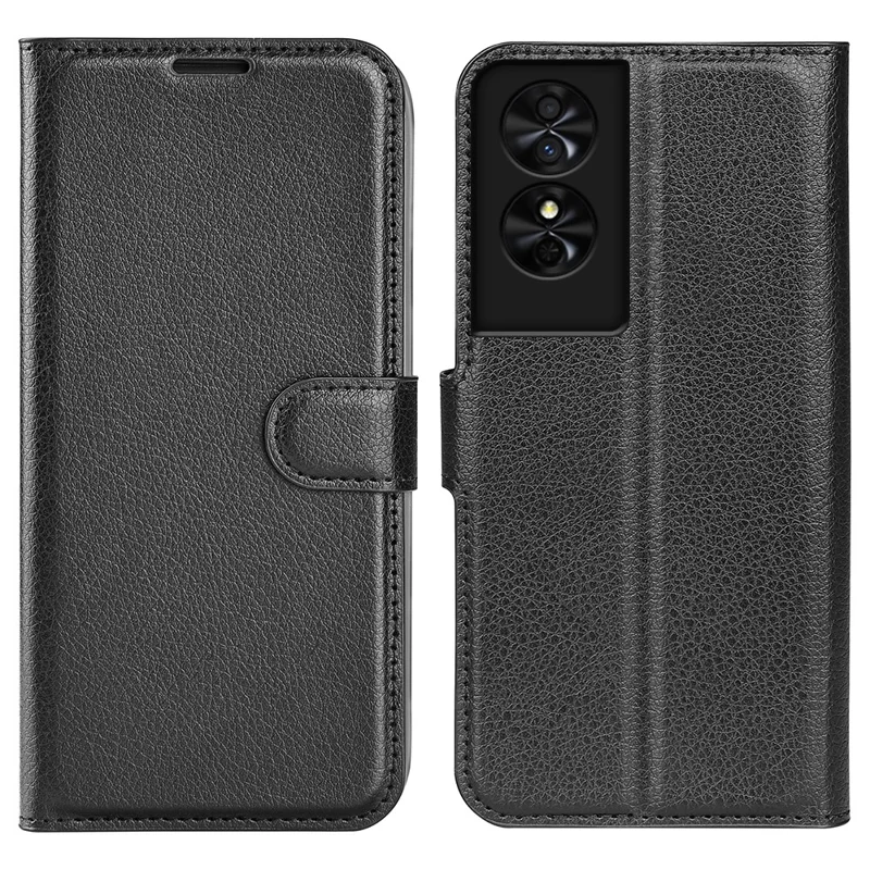 For TCL 50 SE Case Litchi Texture Shockproof Leather Wallet Phone Cover - Black