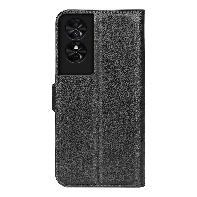 For TCL 50 SE Case Litchi Texture Shockproof Leather Wallet Phone Cover - Black