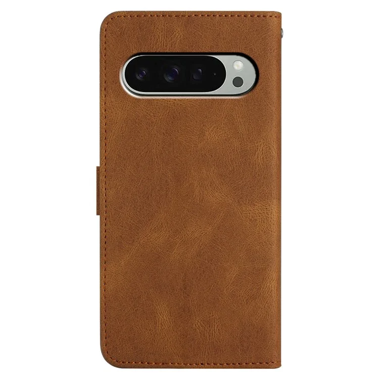 Pour Google Pixel 9 / 9 Case de Craquage de Craquage Crazy Horse pu Leather Wallet Stand Téléphone Cover - Brun