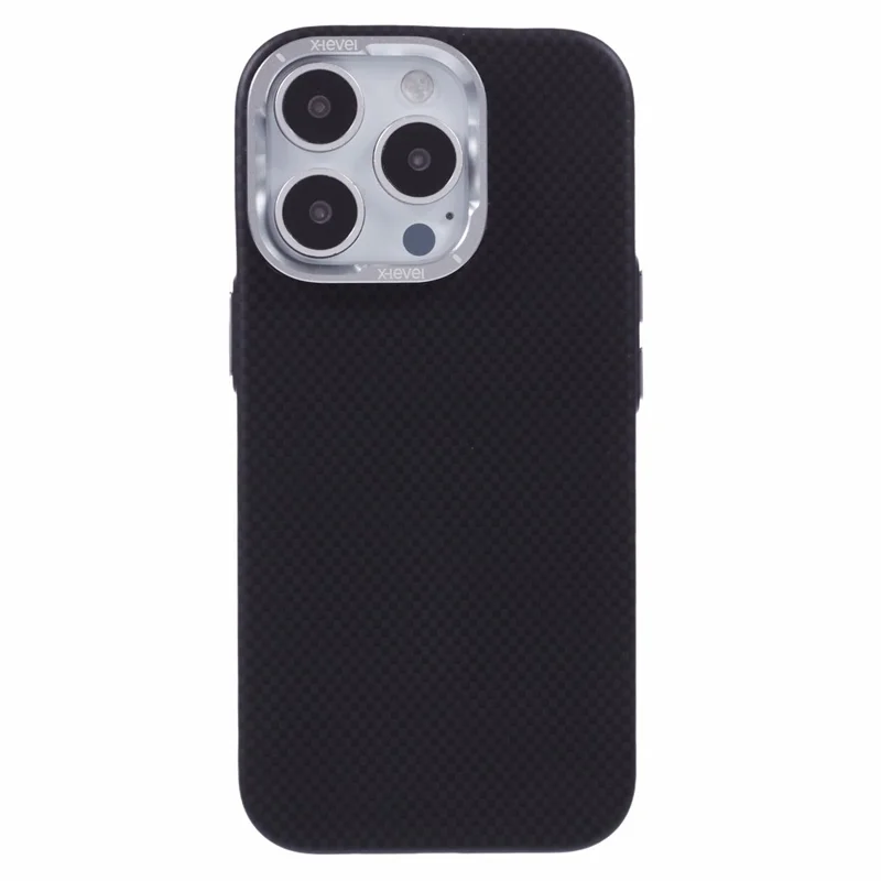 X-LEVEL Per iPhone 16 Pro Case Compatibile con MagSafe Carbonio Nanofibre+Telaio Metallico Cover per Telefono - Nero