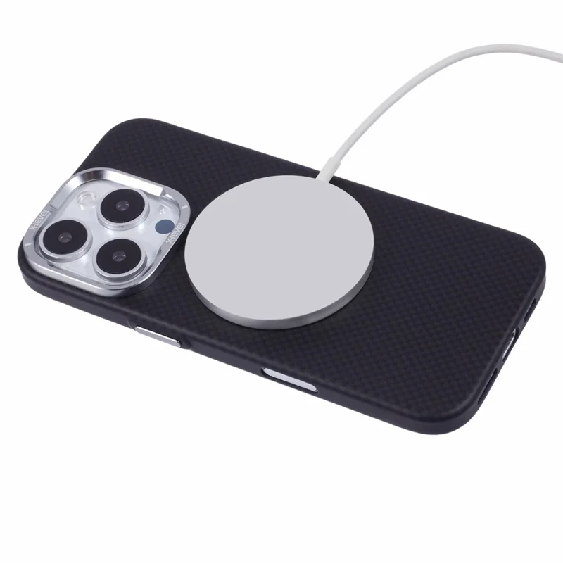 X-LEVEL Per iPhone 16 Pro Case Compatibile con MagSafe Carbonio Nanofibre+Telaio Metallico Cover per Telefono - Nero
