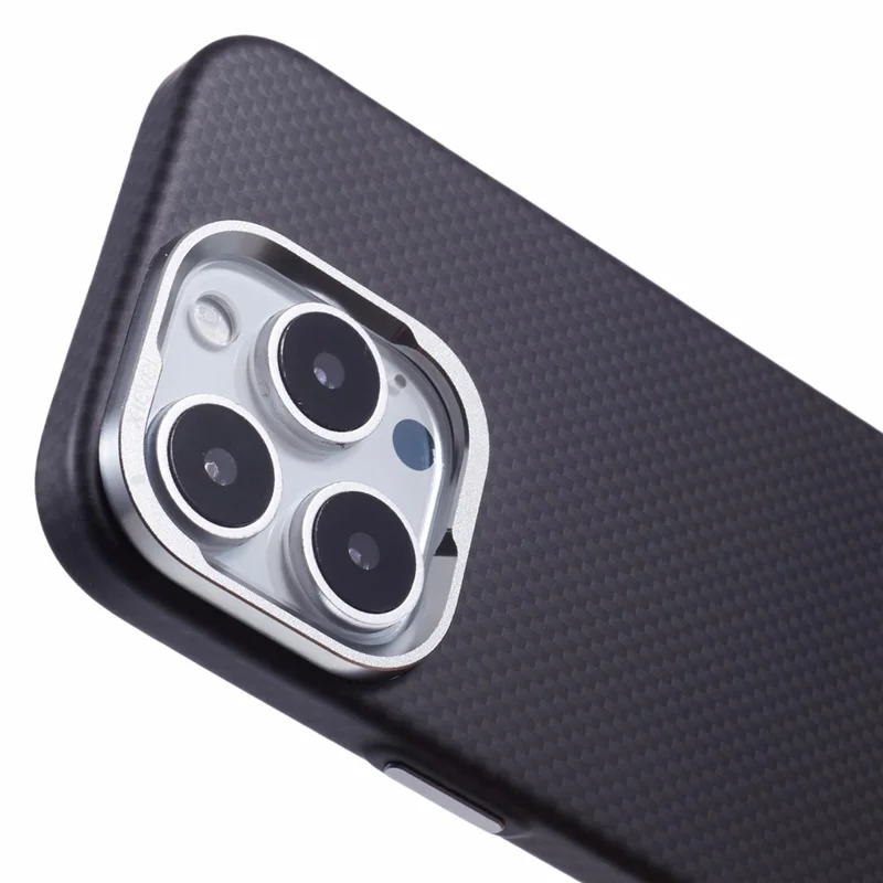 X-LEVEL Per iPhone 16 Pro Case Compatibile con MagSafe Carbonio Nanofibre+Telaio Metallico Cover per Telefono - Nero