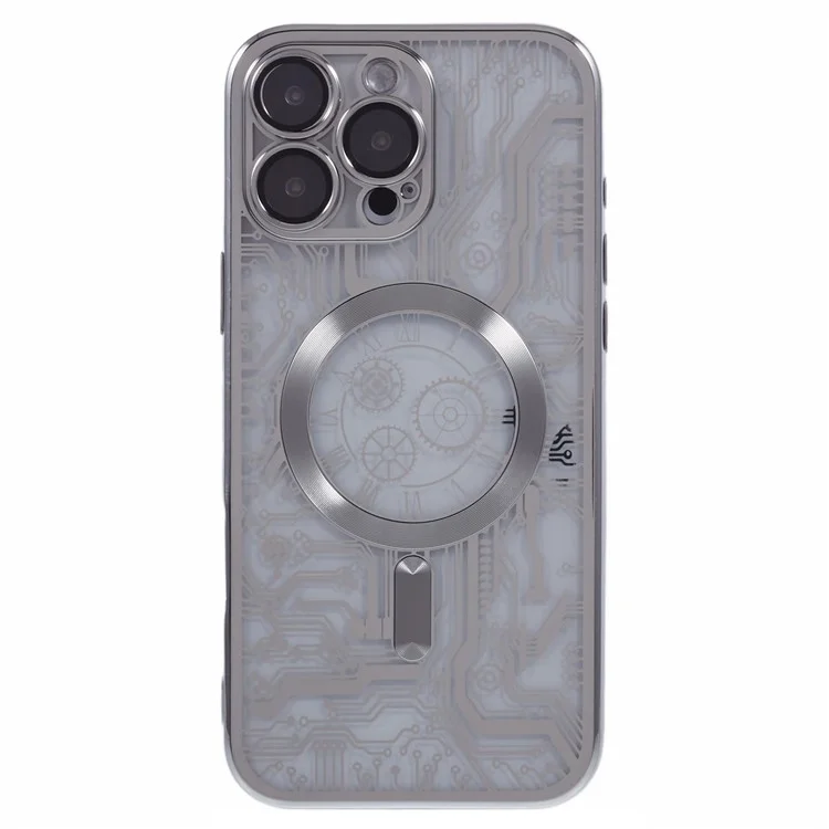 Serie AR Para la Caja de Iphone 16 Pro Max Compatible Con Magsafe Gear Design TPU Telephip Cover With Lens Film - Plata