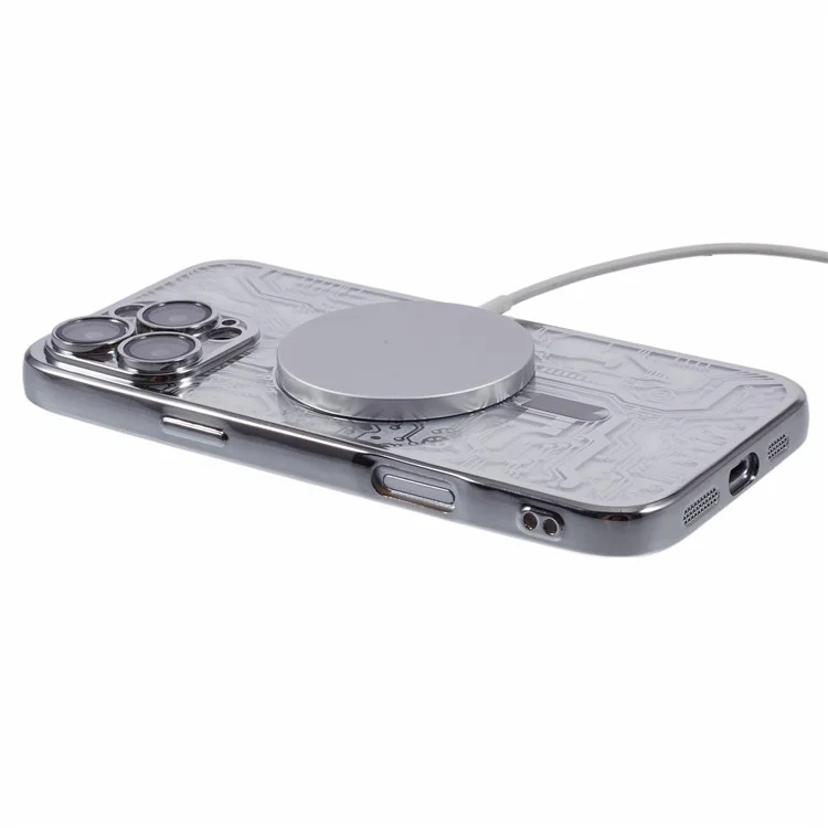 Serie AR Para la Caja de Iphone 16 Pro Max Compatible Con Magsafe Gear Design TPU Telephip Cover With Lens Film - Plata