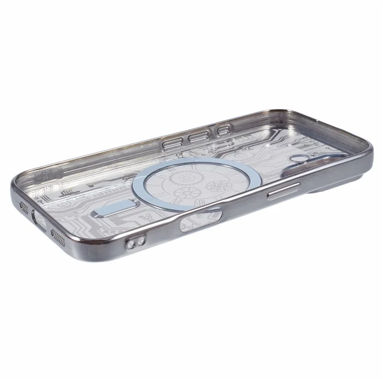 AR Series Pour Iphone 16 Case Compatible Avec Magsafe Gear Design TPU TPU Téléphone Couverture Avec Film D'objectif - Argent