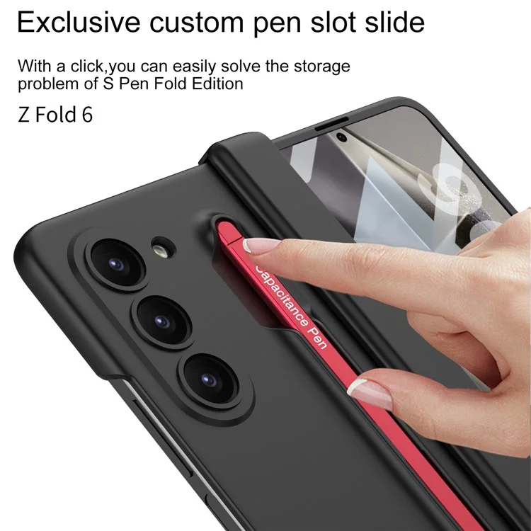 GKK Para Samsung Galaxy Z Fold6 5G Case Magnetic Bisagra Protector PC Cover Con Película de Pantalla, Lápiz - Negro / Rojo