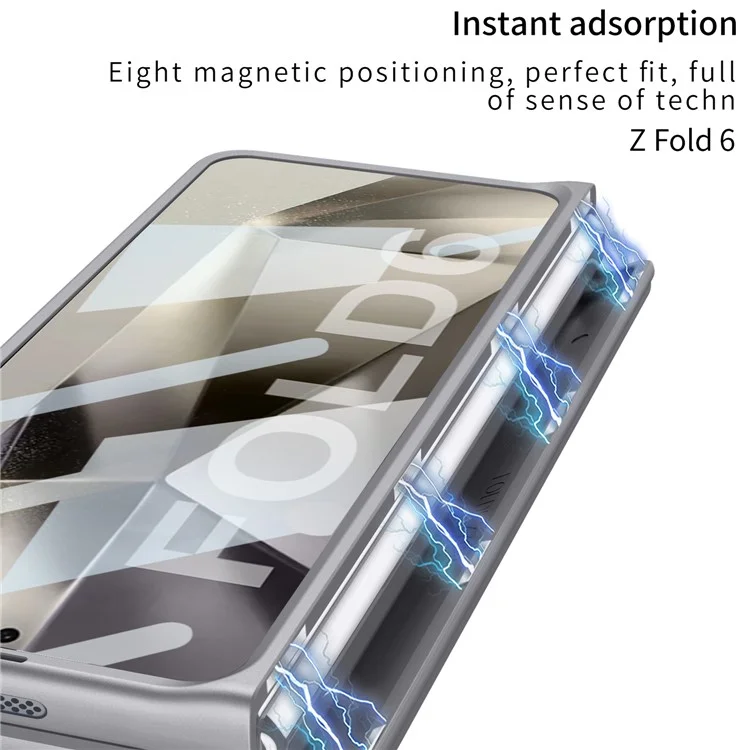 GKK Para Samsung Galaxy Z Fold6 5G Case Magnetic Bisagra Protector PC Cover Con Película de Pantalla, Lápiz - Negro / Rojo