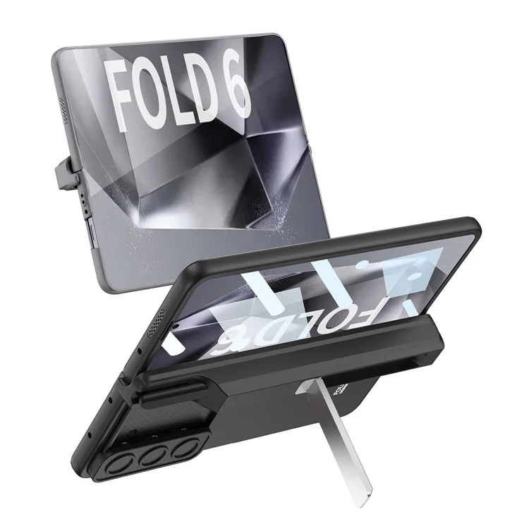 GKK Pour Samsung Galaxy Z Fold6 5G Kickstand Case de Protection de Charnière Magnétique PC Couverture Téléphonique Avec Film D'écran - Noir