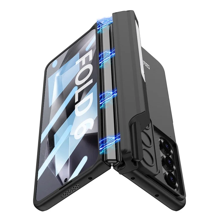 GKK Pour Samsung Galaxy Z Fold6 5G Kickstand Case de Protection de Charnière Magnétique PC Couverture Téléphonique Avec Film D'écran - Noir