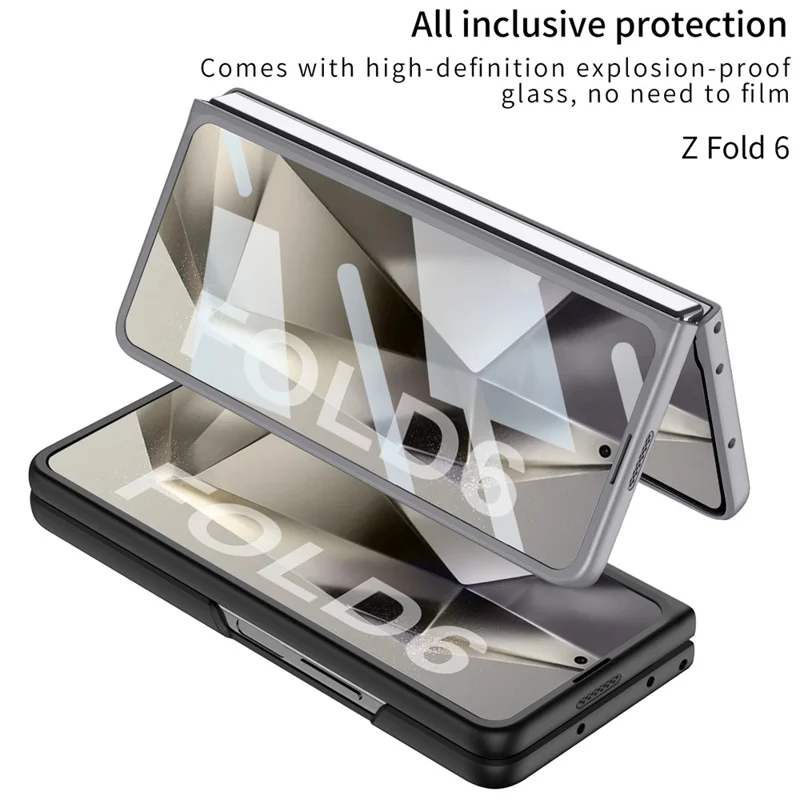 GKK Para Samsung Galaxy Z Fold6 5G Case Con Película de Pantalla, Pencil Ultra Thin PC Telep Cover - Negro / Rojo