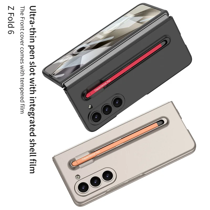 GKK Para Samsung Galaxy Z Fold6 5G Case Con Película de Pantalla, Pencil Ultra Thin PC Telep Cover - Negro / Rojo