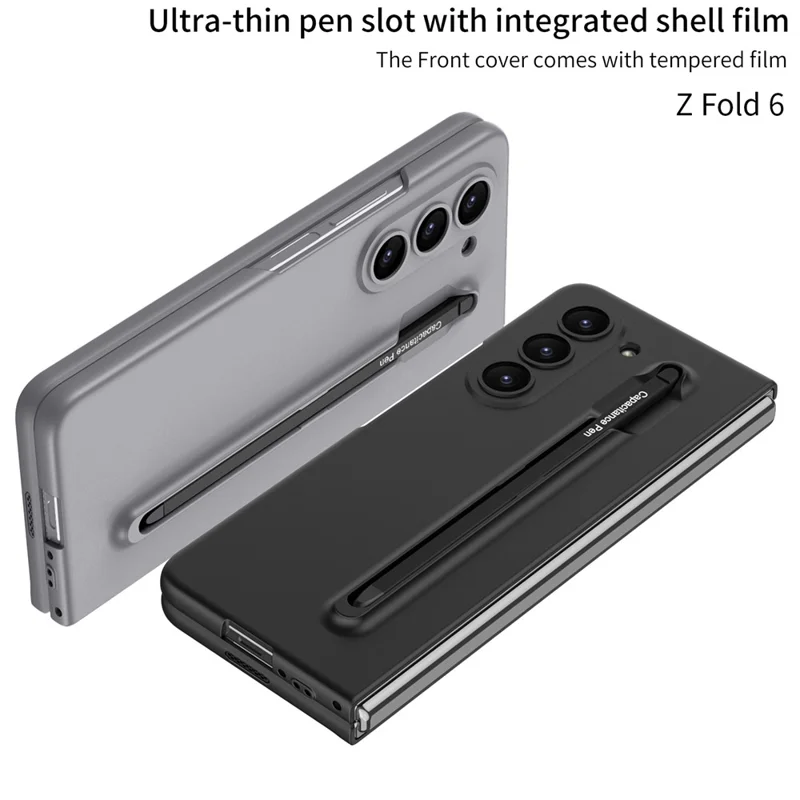 GKK Para Samsung Galaxy Z Fold6 5G Case Con Película de Pantalla, Pencil Ultra Thin PC Telep Cover - Negro / Rojo
