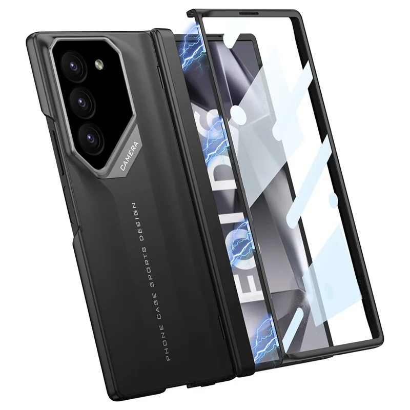 GKK For Samsung Galaxy Z Fold6 5G Case Hinge Protection Shockproof PC Phone Cover with Screen Film - Black