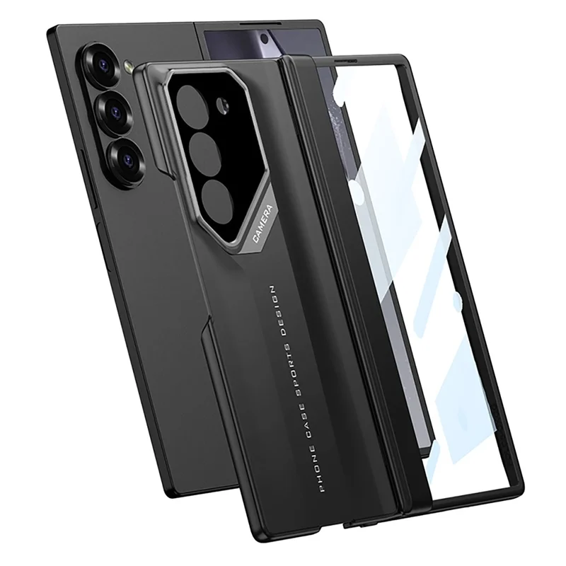 GKK For Samsung Galaxy Z Fold6 5G Case Hinge Protection Shockproof PC Phone Cover with Screen Film - Black
