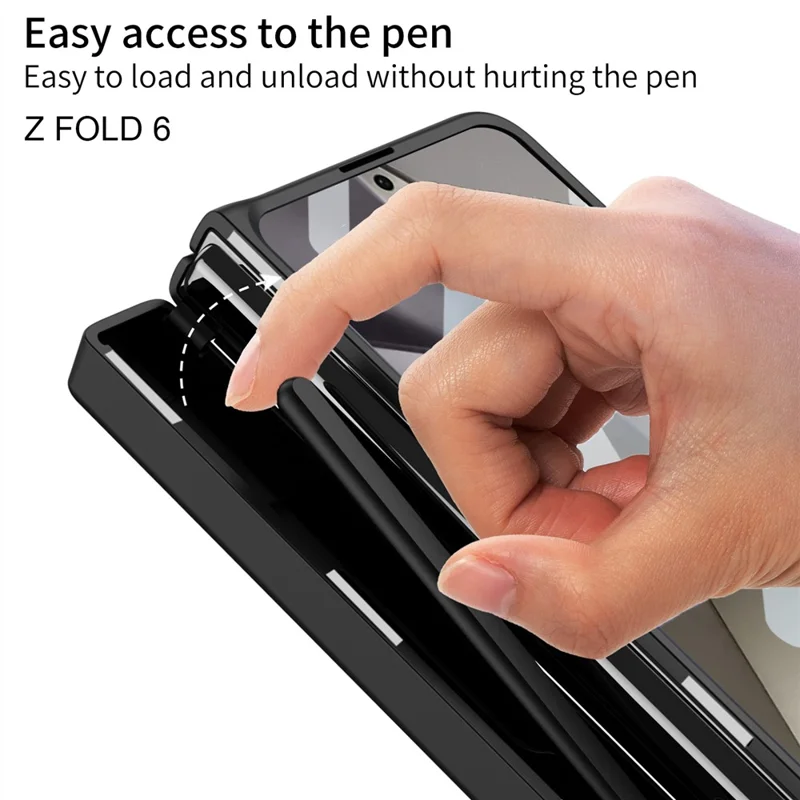 GKK Для Samsung Galaxy Z Folt6 5G Case Case Case Case Magnetic Hinge Protect PC PC PC с Экраном Пленки - Черный