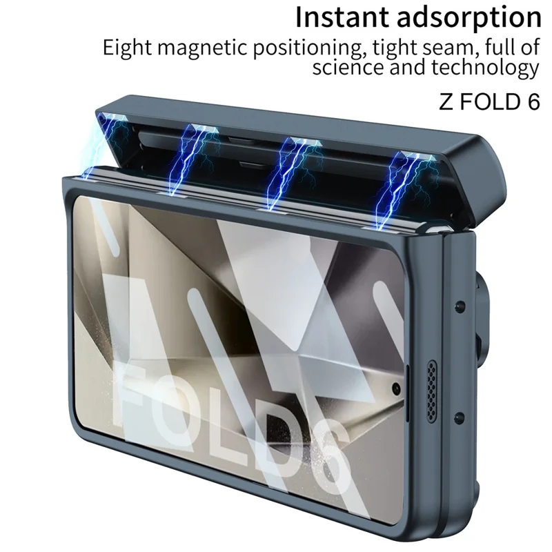 GKK Для Samsung Galaxy Z Folt6 5G Case Case Case Case Magnetic Hinge Protect PC PC PC с Экраном Пленки - Черный