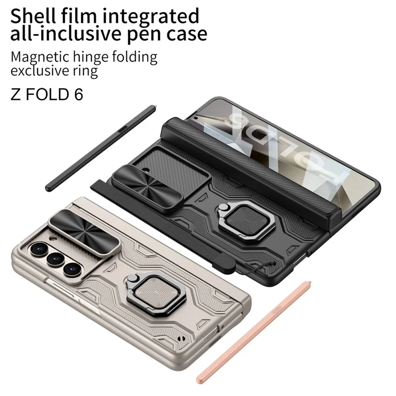 GKK Для Samsung Galaxy Z Folt6 5G Case Case Case Case Magnetic Hinge Protect PC PC PC с Экраном Пленки - Черный