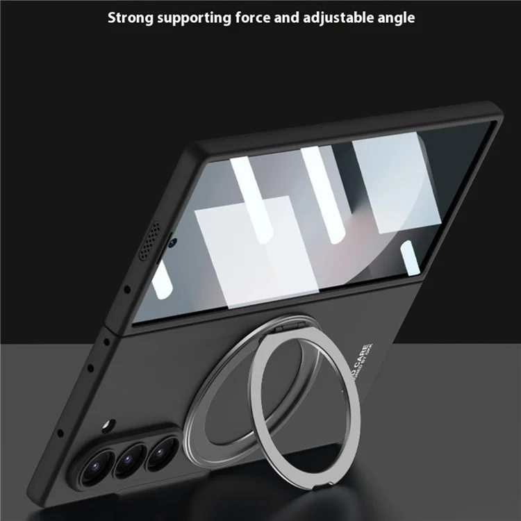 GKK Per Samsung Galaxy Z Fold6 5G Custodia con Supporto Magnetica PC Copertura del Telefono con Pellicola Protettiva dello Schermo - Nero - Nero