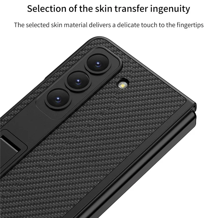 GKK Para Samsung Galaxy Z Fold6 5G Case Shock Prop -hard PC+PU Puno Contra Con Parte - Fibra de Carbono