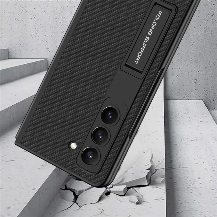 GKK Para Samsung Galaxy Z Fold6 5G Case Shock Prop -hard PC+PU Puno Contra Con Parte - Fibra de Carbono