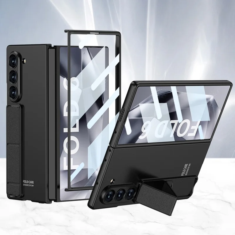 GKK Para Samsung Galaxy Z Fold6 5G Case Shock Prop Hard PC Portada Con Película de Pantalla - Negro