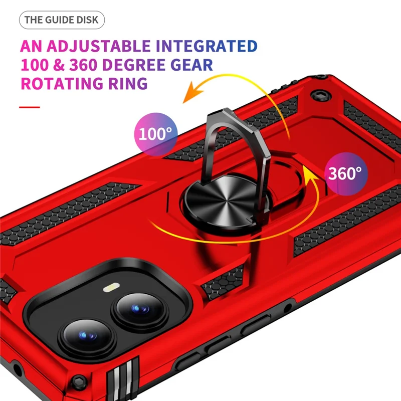 For Motorola Edge (2024) 5G Case PC+TPU Phone Cover with Rotary Ring Kickstand - Red