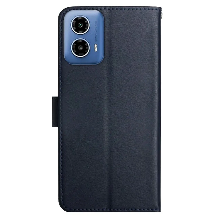 HT02 Für Motorola Edge (2024) 5G Case Echtes Rindsleder Handyhülle Nappa-Textur - Blau