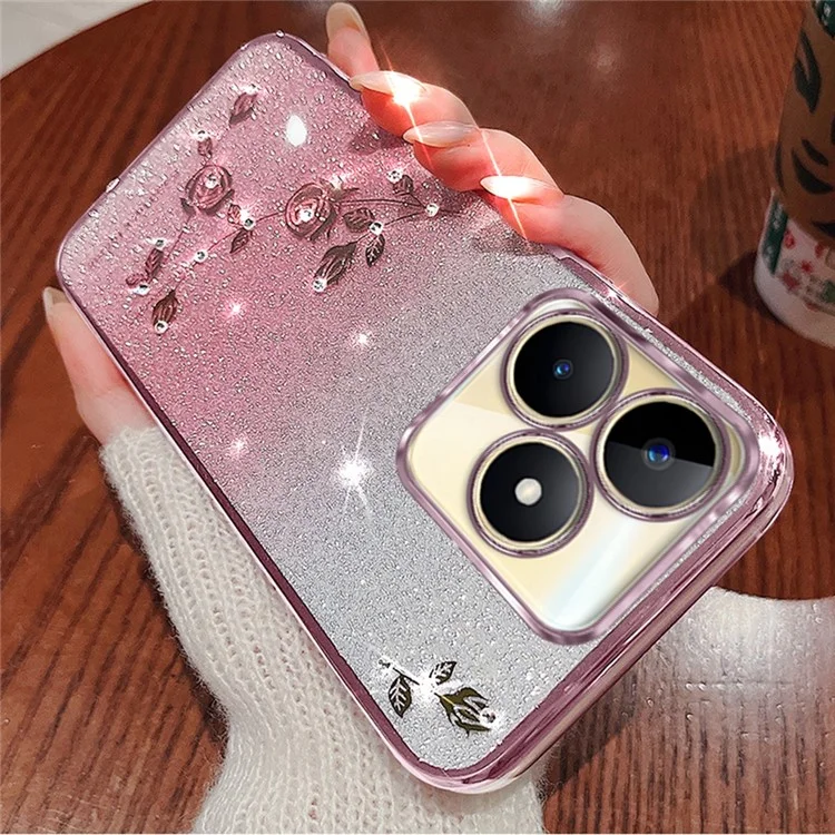 Custodia KADEM For Honor X60i 5G Fiore TPU Flessibile Sfumato - Rose Gold
