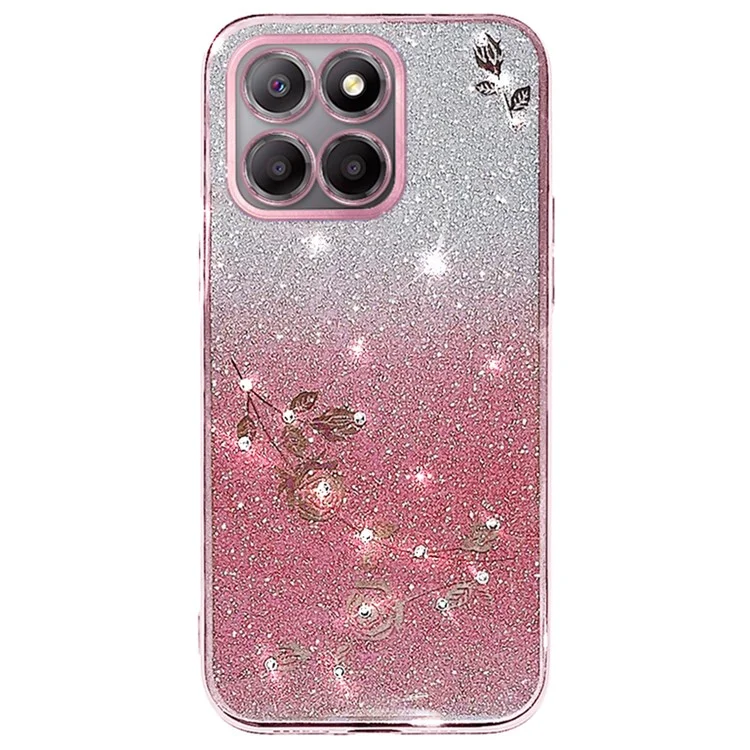 KADEM For Honor X6b 4G Hülle Blume TPU flexibler Verlaufskuvertphone - Roségold