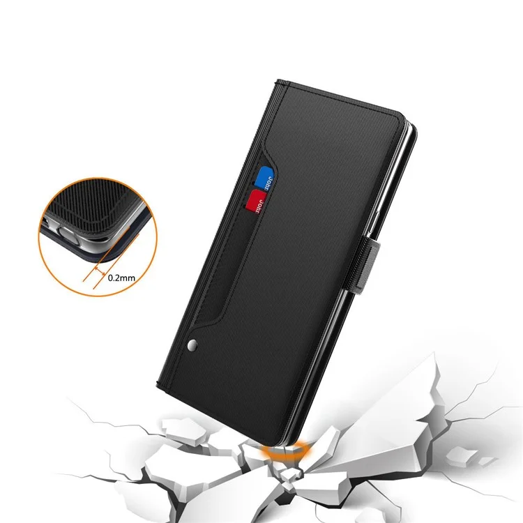 Pour Honor X6b 4G Case Stand pu Leather Téléphone Color Carte Holder Mirror - Noir