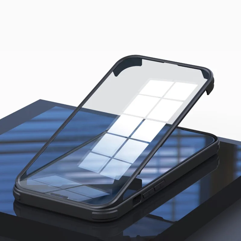 For iPhone 14 Pro Max Single-sided Protection Tempered Glass + TPU Phone Protective Case Anti-drop Shockproof Cover - Black