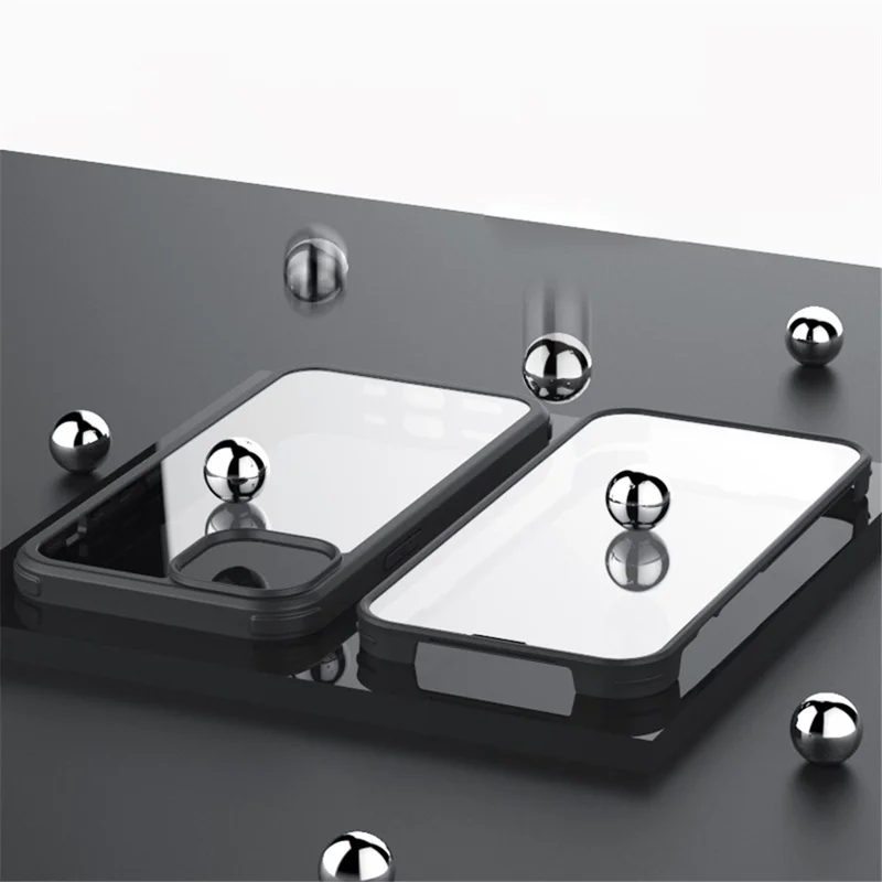 For iPhone 14 Pro Max Single-sided Protection Tempered Glass + TPU Phone Protective Case Anti-drop Shockproof Cover - Black