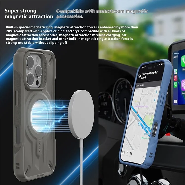 Jtlegend Rex Pro Kooling Mag Series Для Iphone 16 Pro Magnetic Case PC+TPU Shockper Phone Cope - Хаки