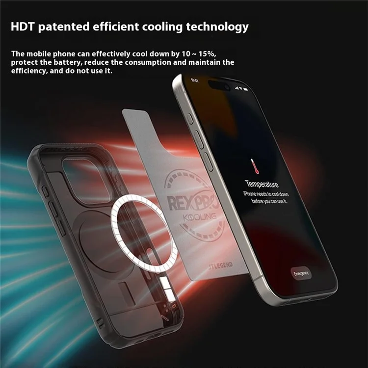 Jtlegend Rex Pro Kooling Mag Series Для Iphone 16 Pro Magnetic Case PC+TPU Shockper Phone Cope - Хаки
