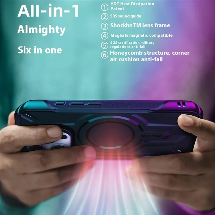 Jtlegend Rex Pro Kooling Mag Series Для Iphone 16 Pro Magnetic Case PC+TPU Shockper Phone Cope - Хаки