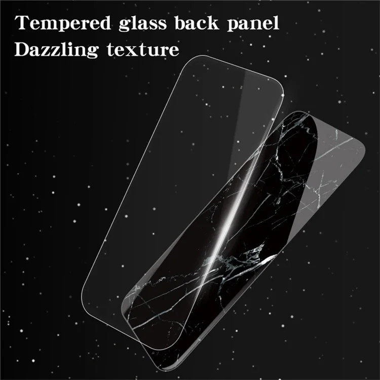 Per iPhone 16 Pro Max Case Marble Pattern Tempered Glass+PC+TPU Protective Phone Cover - Black Marble