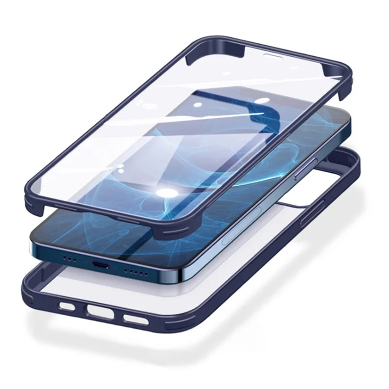 For iPhone 14 Single-sided Tempered Glass + TPU Phone Case Full Protection Anti-drop Cover - Black