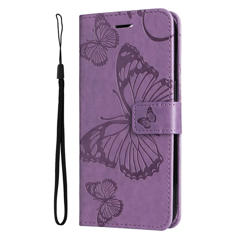 For Samsung Galaxy A07 5G / A06 4G / A06 5G Wallet Case Floral Butterfly Imprinted Leather Phone Cover Stand - Light Purple