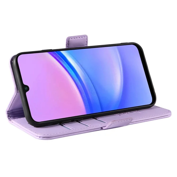 Yikatu YK-003 Para Samsung Galaxy A16 Case Willet Stand Teléfono de Cuero Hebilla Lateral - Púrpura Ligera