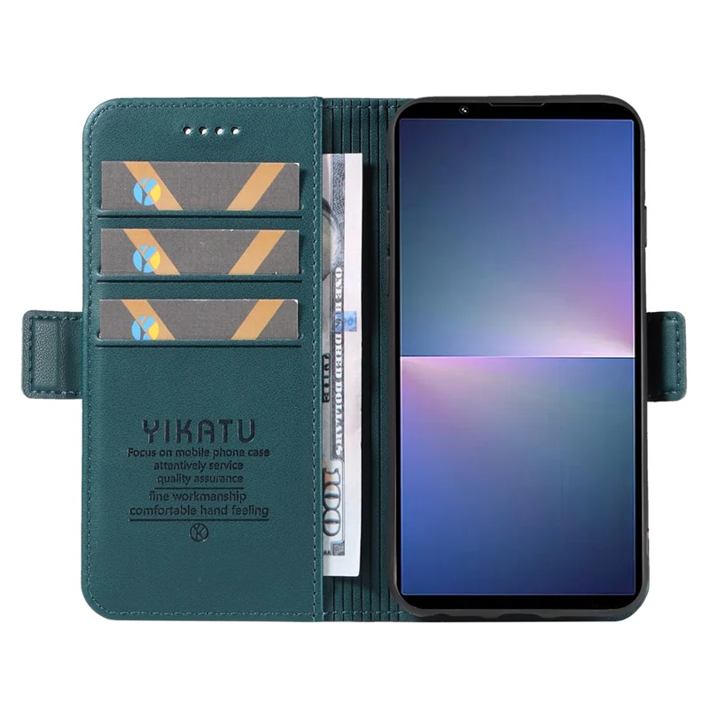 Yikatu YK-003 Для Sony Xperia 10 vi Case Swellet Stand Leather Phone Cover Buckle Buckle - Зеленый