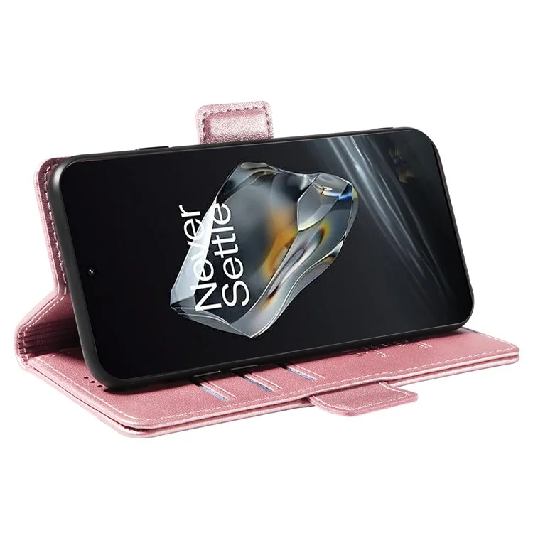 Yikatu YK-003 Para OnePlus 12 5G Case Billetera Panel de Cuero Hebilla Lateral - Oro Rosa