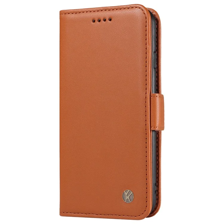 YIKATU YK-003 For Oppo Reno12 5G (Global) Case Wallet Stand Leather Phone Cover Side Buckle - Brown