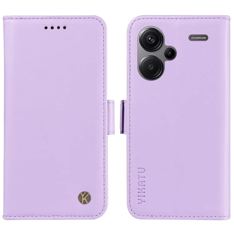 YIKATU YK-003 For Xiaomi Redmi Note 13 Pro+ 5G Case Wallet Stand Leather Phone Cover Side Buckle - Light Purple