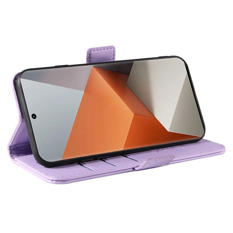 YIKATU YK-003 For Xiaomi Redmi Note 13 Pro+ 5G Case Wallet Stand Leather Phone Cover Side Buckle - Light Purple