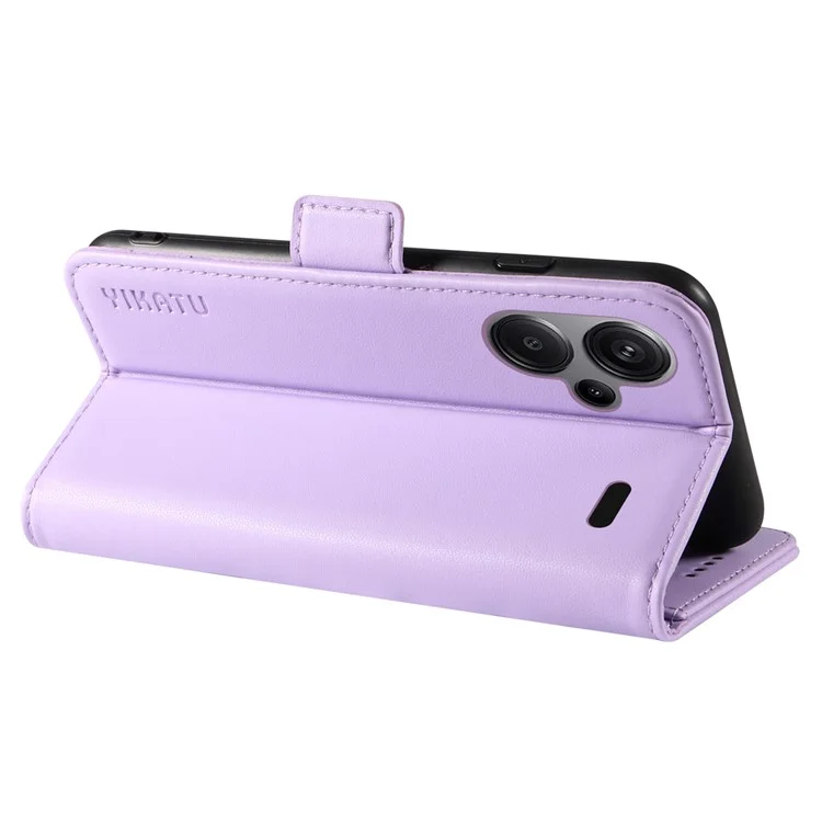 YIKATU YK-003 For Xiaomi Redmi Note 13 Pro+ 5G Case Wallet Stand Leather Phone Cover Side Buckle - Light Purple