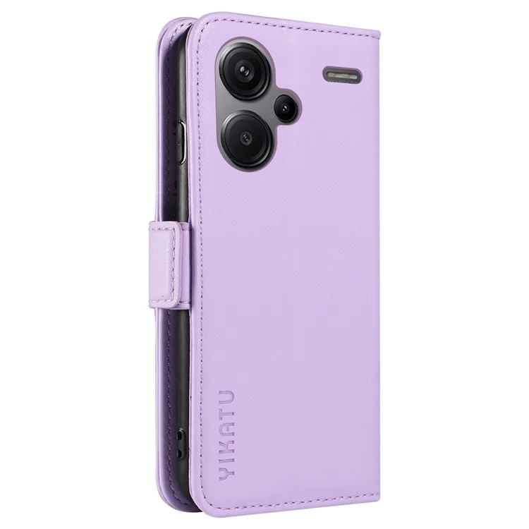 YIKATU YK-003 For Xiaomi Redmi Note 13 Pro+ 5G Case Wallet Stand Leather Phone Cover Side Buckle - Light Purple