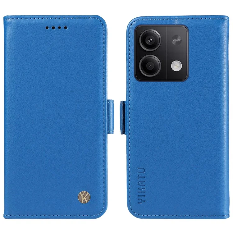 YIKATU YK-003 For Xiaomi Poco X6 5G / Redmi Note 13 Pro 5G Case Wallet Stand Leather Phone Cover Side Buckle - Sky Blue