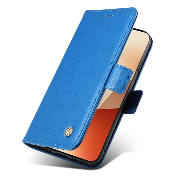 YIKATU YK-003 For Xiaomi Poco X6 5G / Redmi Note 13 Pro 5G Case Wallet Stand Leather Phone Cover Side Buckle - Sky Blue