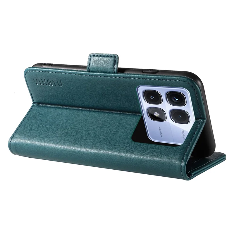YIKATU YK-003 For Xiaomi Redmi K70 Ultra Case Wallet Stand Leather Phone Cover Side Buckle - Green